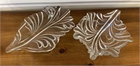 Pair of Mikasa Walther Glass Leaf Dishes