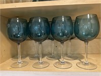 Lot of 8 Crystal Polka Dot Wine Glasses