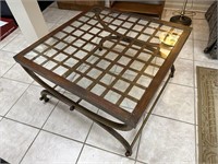 Square Metal and Glass Coffee Table