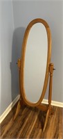 Light Wood Oval Floor Mirror w/ Stand