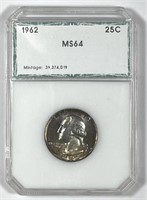 1962 Washington Silver Quarter Gold Toned PCI MS64