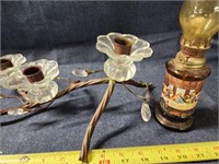 Oil lamp and candle holder
