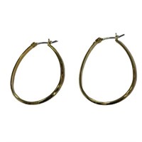 Fashion Gold Tone Oval Hoop Earrings