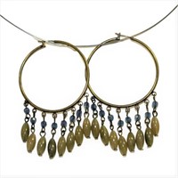 Antique Gold Hoops With Dangle Beads
