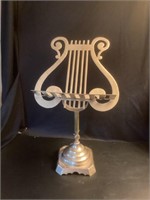 21" Tall Brass Harp Shaped Book Stand