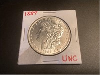 1887 P Morgan Silver Dollar,UNC