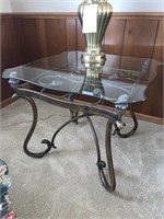 Metal & glass lamp table