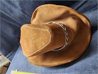 Leather cowgirl hat