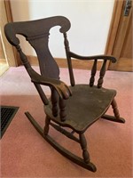 Early primitive wooden rocking chair