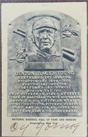 Cy Young Signed HOF Plaque Postcard
