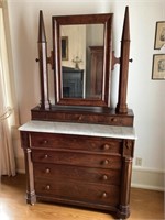 Antique Empire Dresser w/ Mirror& Marble Top