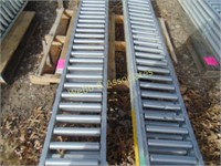 4 Aluminum roller conveyors 10” wide x 10’