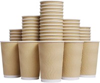 Luckypack 16 oz Disposable Ripple Coffee Cups