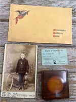 Civil war vet home, Neptunus Rex card, photo etc