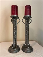 Pair of 16" Tall Candlesticks with Candles
