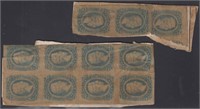 CSA Stamps #12 Mint Blocks of 8 and 3 pasted on pi