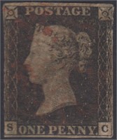 Great Britain Stamps #1 Used Penny Black CV $320