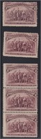 US Stamps #231 Mint NH strip of 3 + 2 sing CV $118