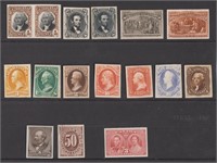 US Stamp Proofs on page, 13 Proofs on Card, plus 2