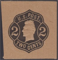 US Stamps #W53 Mint cut square (wrapper) 1863 2c J