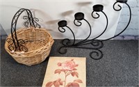 Misc Décor - iron candle holder, basket with