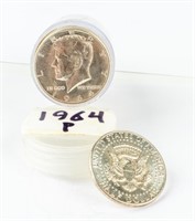 Coin Roll 1964 Kennedy Half Dollars BU 20 Coins