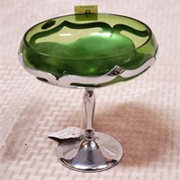 1930's Farber Bros Green Cambridge Glass Comport