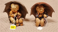 Pair of Hummel Umbrella Boy & Girl Figurines