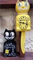 Lot of 2 Yellow & Black Kit Cat Clocks