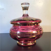CRANBERRY GLASS JAR WITH LID