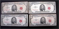 1963 $5. UNITED STATES NOTES Lot of (4)