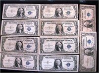 1935 UNITED STATES SILVER CERTIFICATES LOT OF (10)