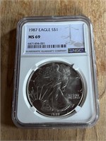 1987 SILVER American Eagle MS-69 from NGC