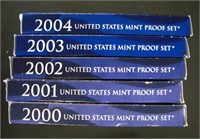 2000-2004 PROOF SETS  COMPLETE WITH BOX & C.O.A.'S