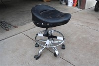 Motorcycle seat style shop stool