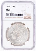 Coin 1904-O Morgan Silver Dollar, NGC- MS64