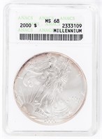 Coin 2000 Silver Eagle Millenium, ANACS-MS68