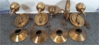 4 brass, electric wall sconces w/hardware and