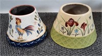 2 Ceramic candle shades, 1 rooster, 1 flowers