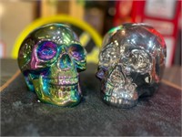 Pair of Chrome Skulls
