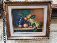 Oil on Canvas Painting of Still Life Fruit Basket