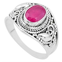 Natural 2.09ct Oval Ruby Solitaire Ring