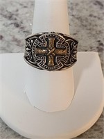 Men's .925 Silver Celtic Cross Ring size 9.5 / 22g