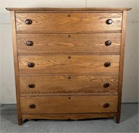 Large Oak Five Drawer Dresser