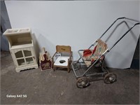 vintage stroller, child cabinet, Old Potty, etc