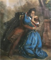 Antique Portrait Embracing Couple