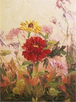 Vtg Wild Flowers Still Life Oil on Masonite