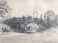 Ralph Fabri Central Park NYC Signed Etching 1922