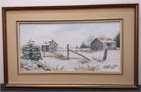 L.Hetherington Signed, Winter Farm Landscape, Oil