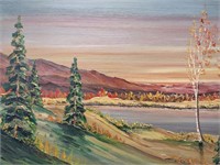 Bleas, Fall Landscape, Oil on Board 1929